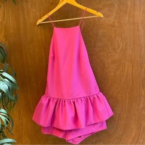 Finders Keepers Hot Pink Ruffle Tank Playsuit